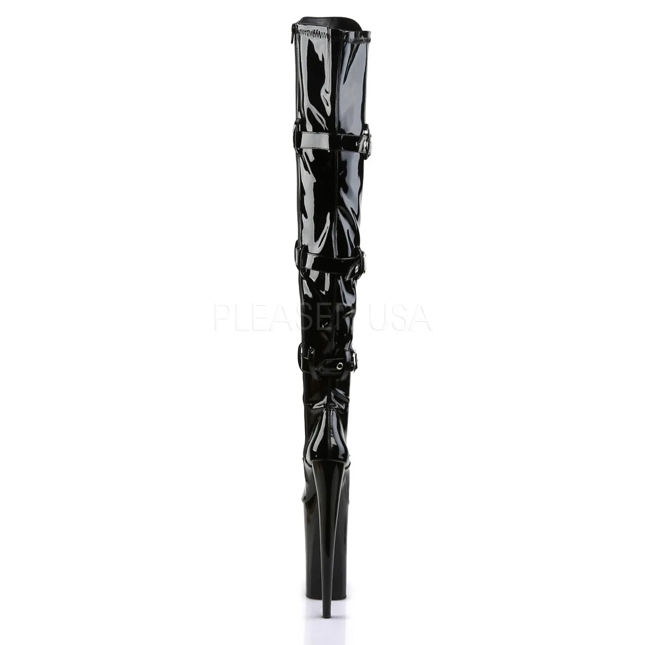 10" Heel Black Platform Lace-Up Thigh Boots*