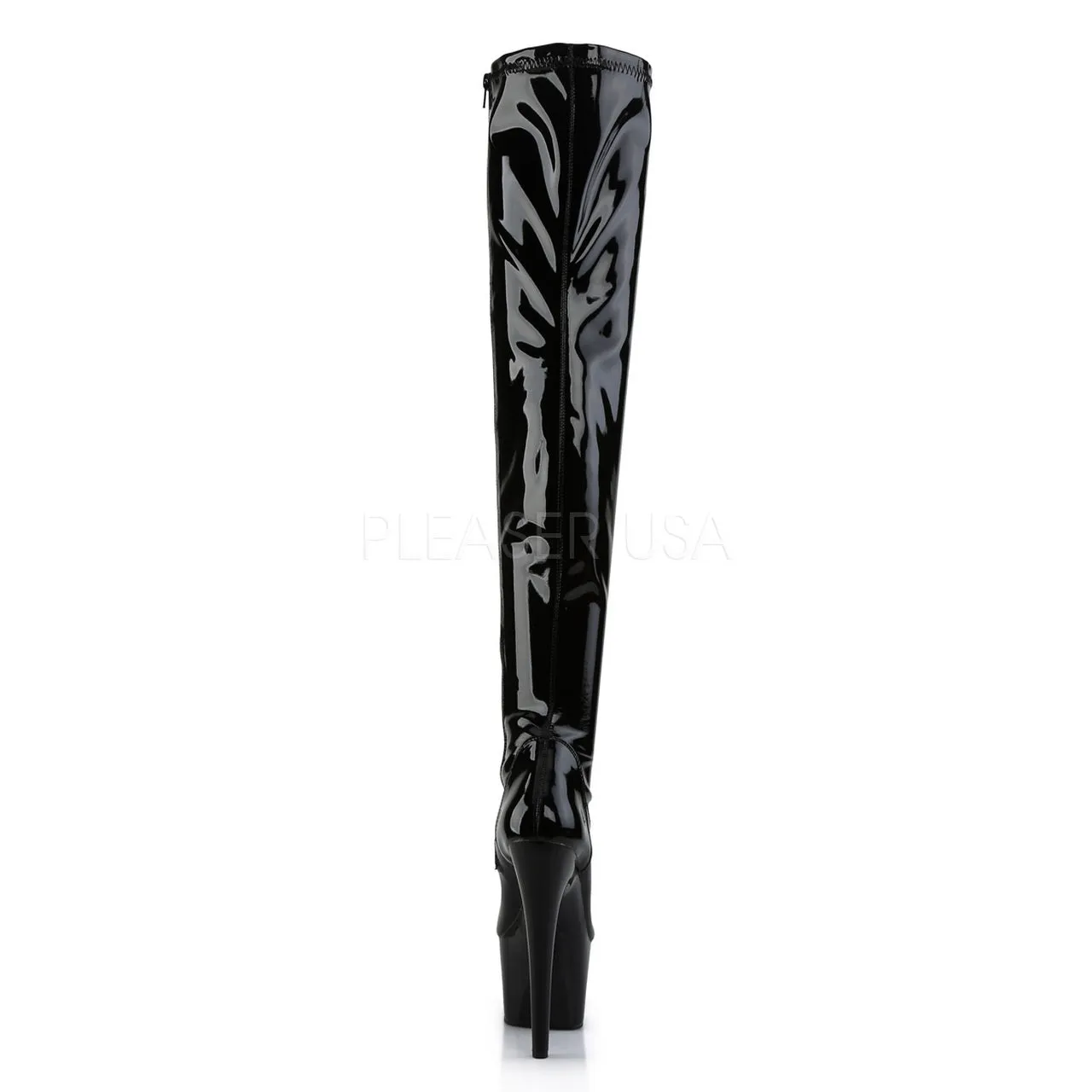 7 inch Heel Black Platform Stretch Thigh High Boots*