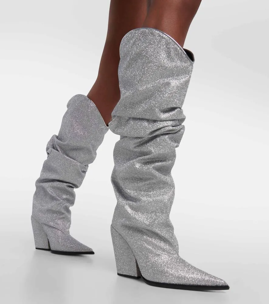 Alexandre Vauthier Glitter knee-high boots