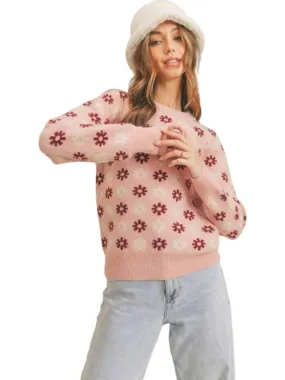 &Merci - Snowflake Print Crew Neck Sweater