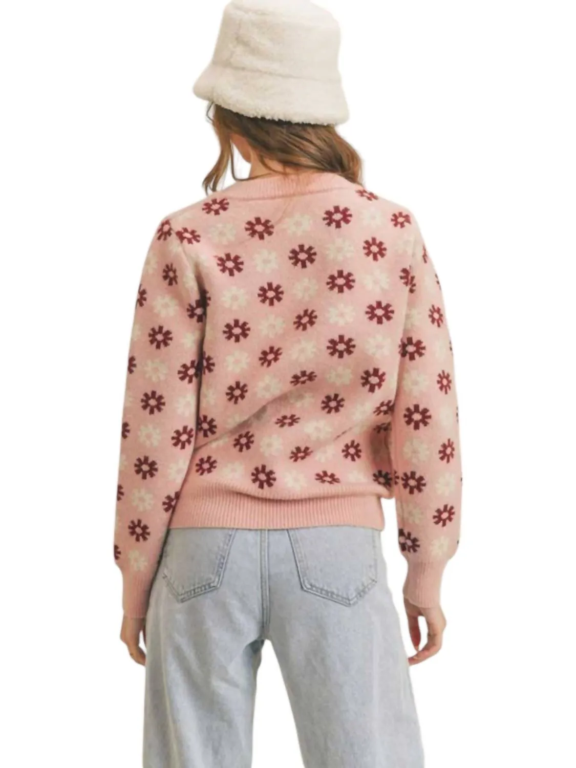&Merci - Snowflake Print Crew Neck Sweater