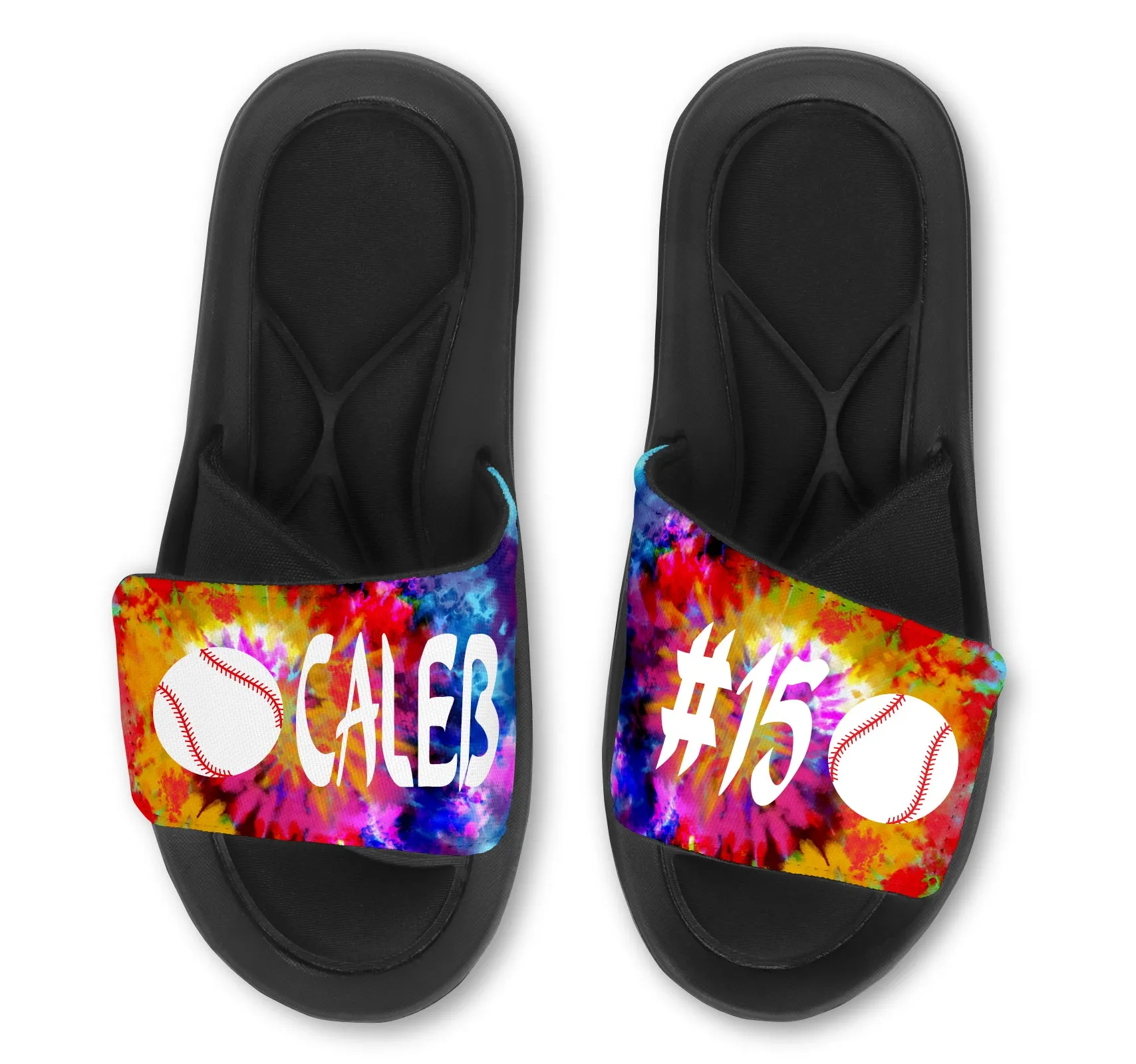 Baseball Tie Dye Custom Slides / Sandals - Choose your Background!