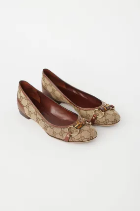 Beige GG Supreme Monogram Bamboo Flat