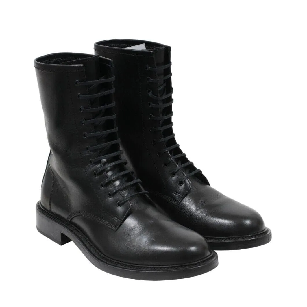 Black Leather Combat Ranger Timothy Army Boots