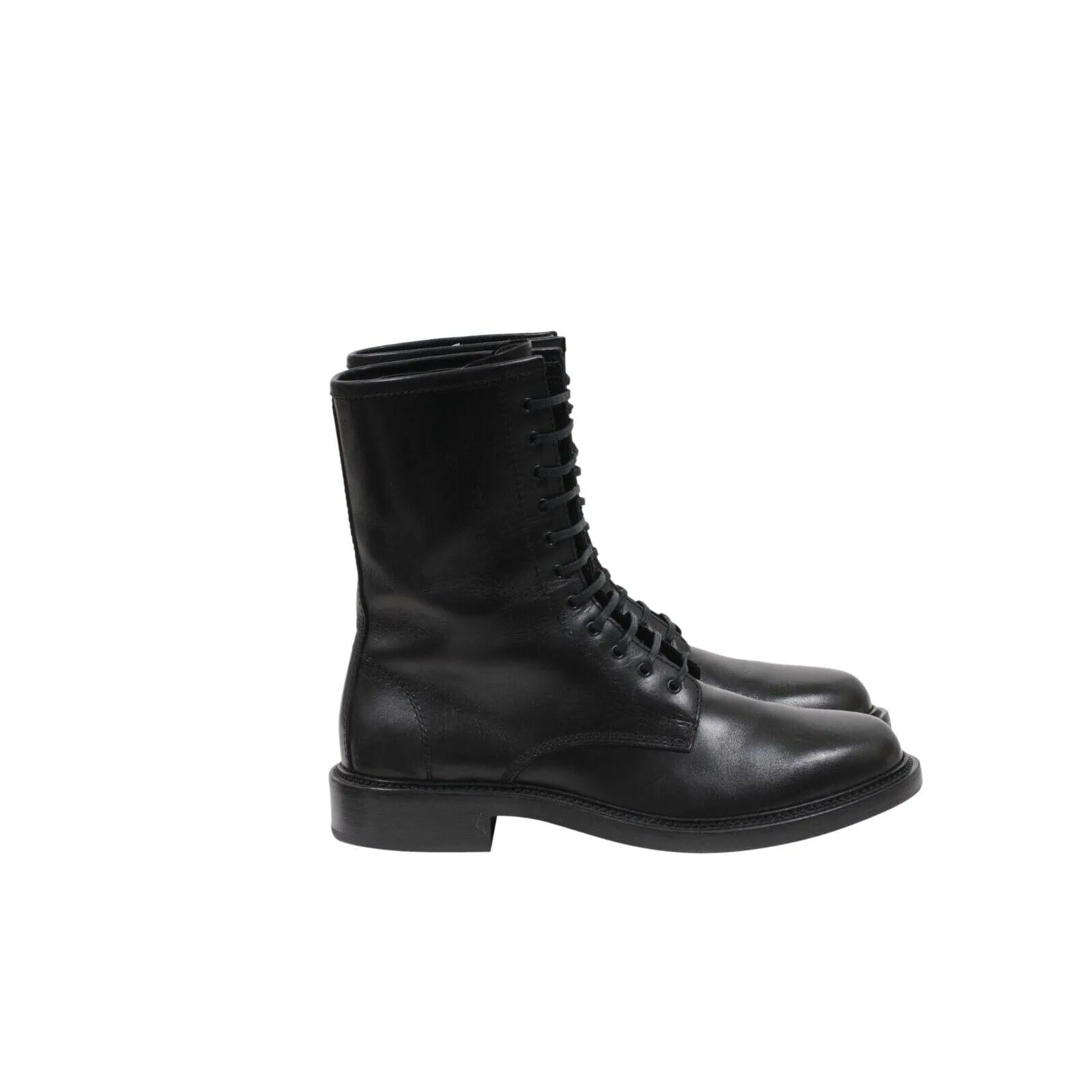 Black Leather Combat Ranger Timothy Army Boots