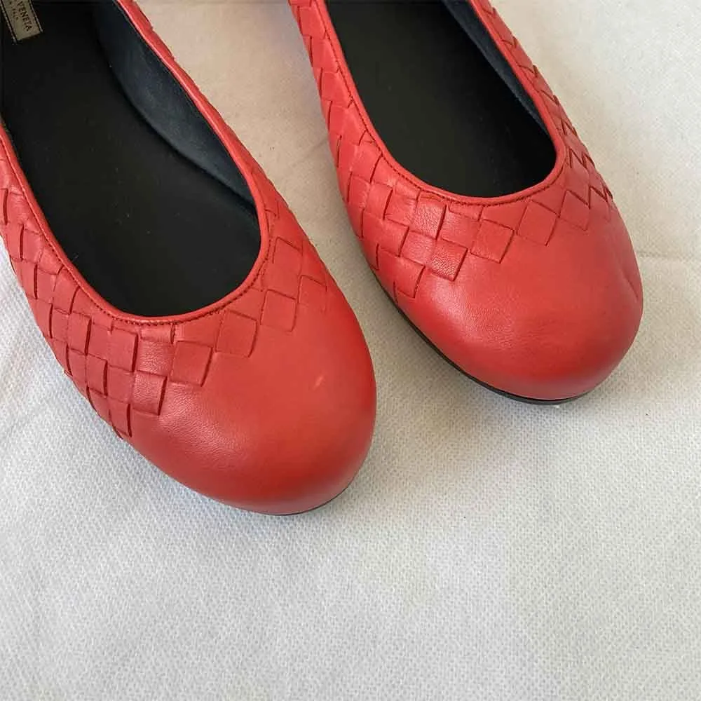 Bottega Veneta Ballerina Intrecciato Flats, 38.5