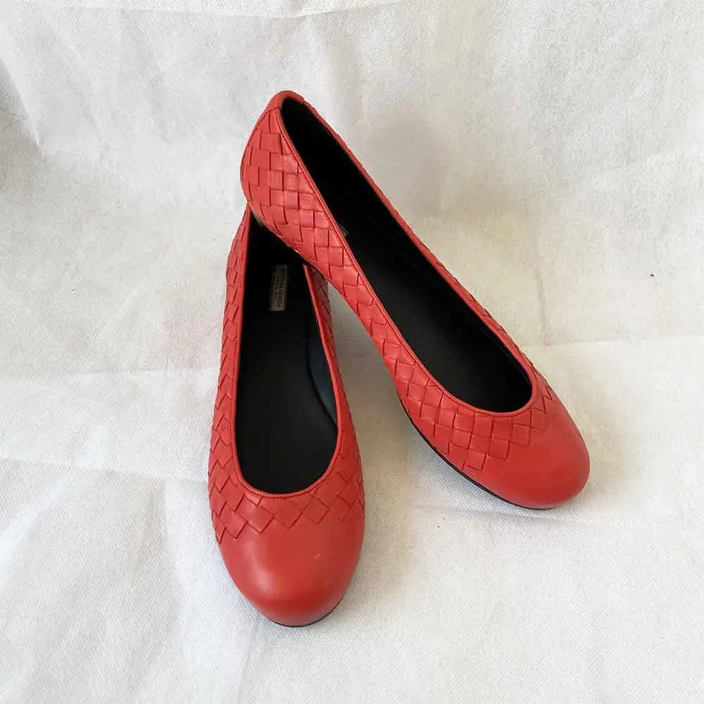 Bottega Veneta Ballerina Intrecciato Flats, 38.5