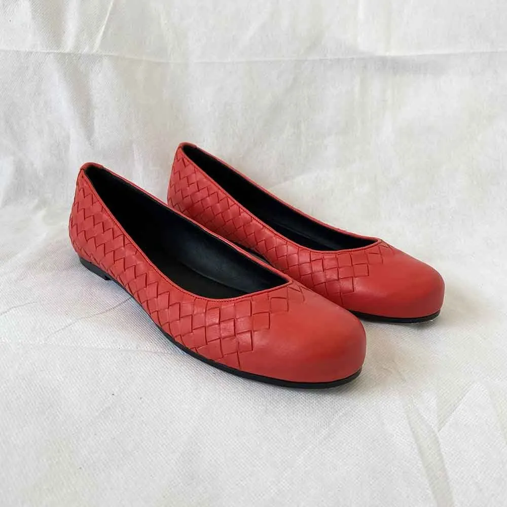 Bottega Veneta Ballerina Intrecciato Flats, 38.5