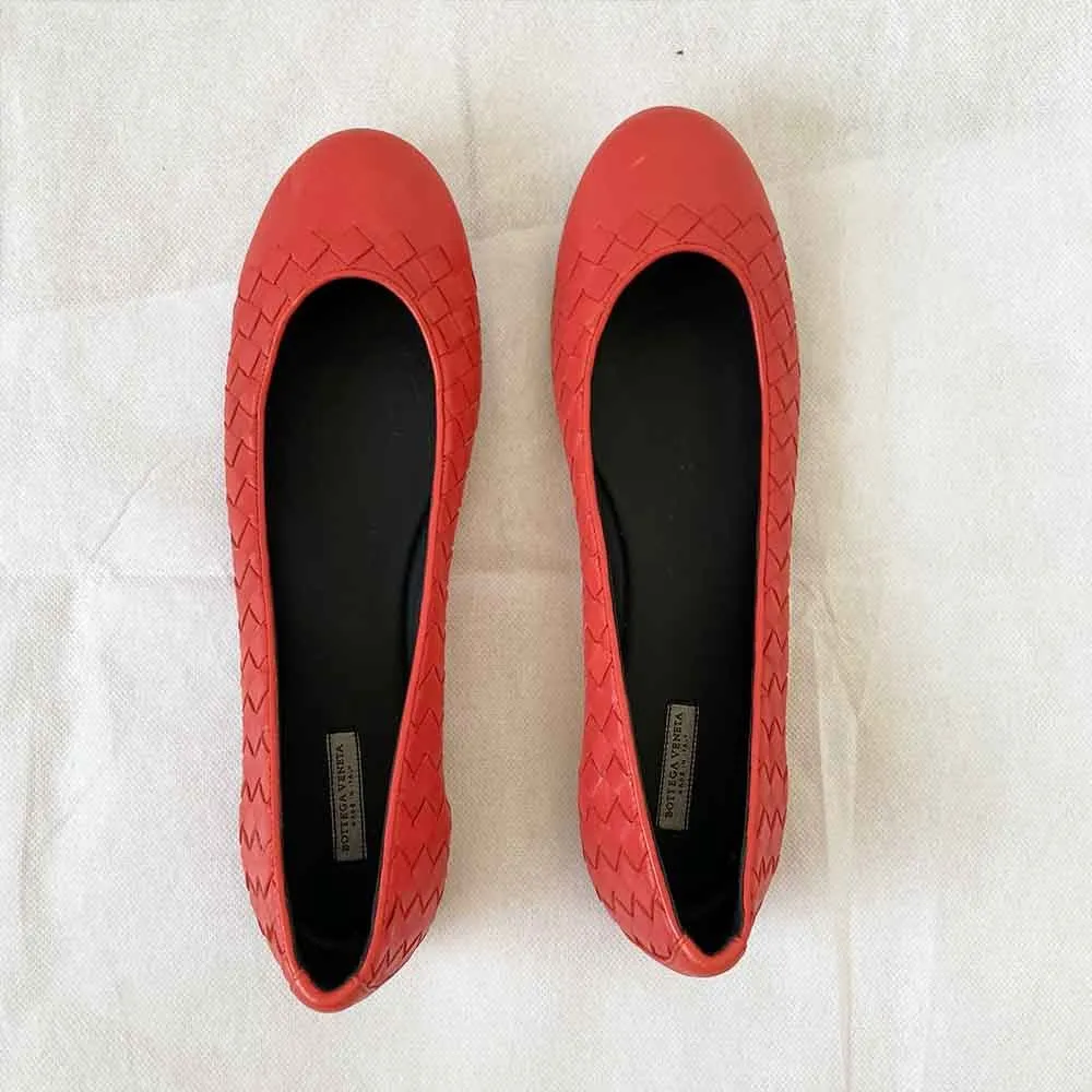 Bottega Veneta Ballerina Intrecciato Flats, 38.5