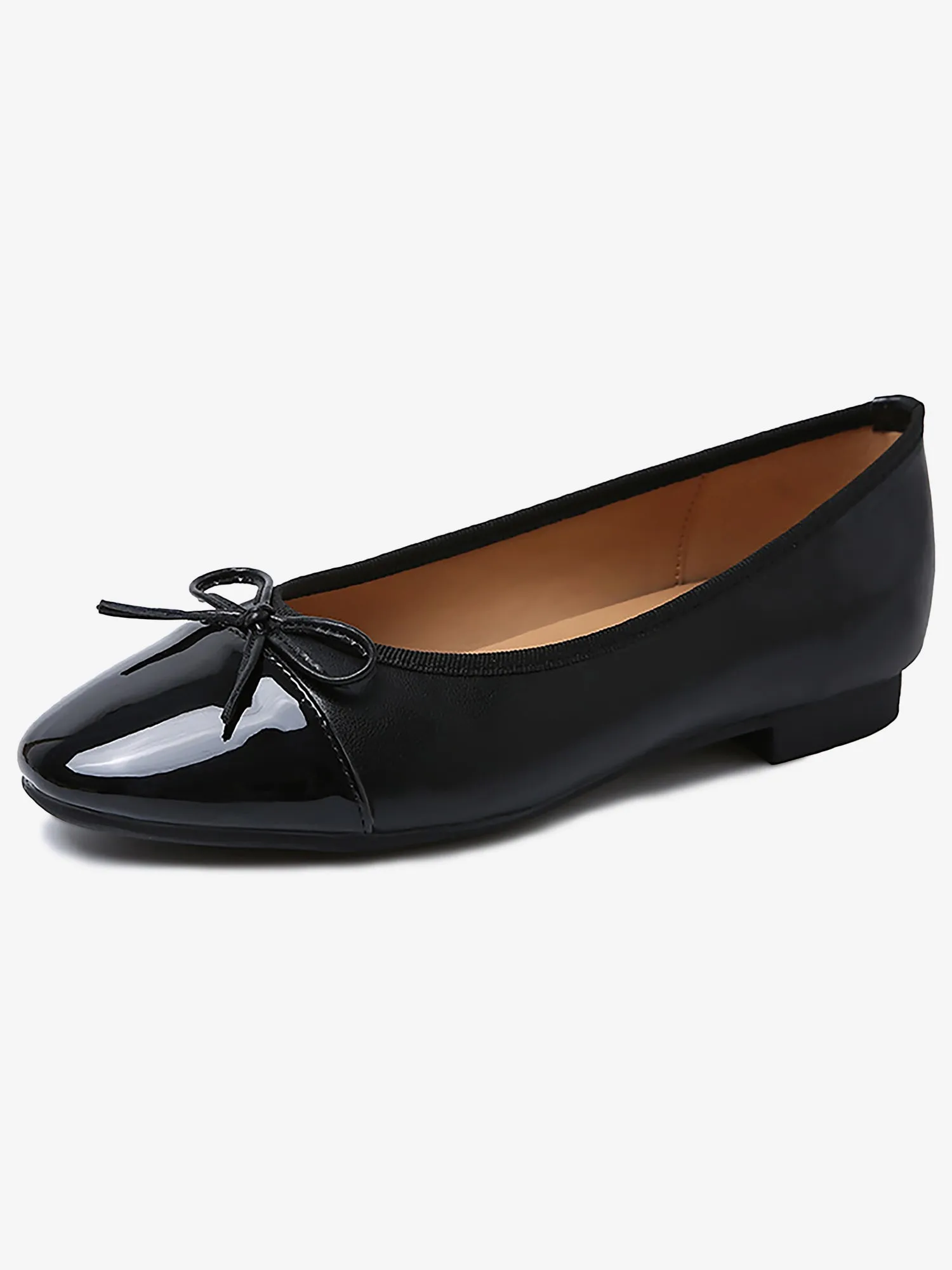 Colorblock Patchwork Bow Ballet Flats