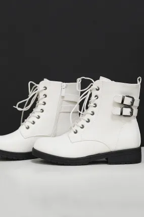 Double Buckle Combat Lace-Up Ankle Boots