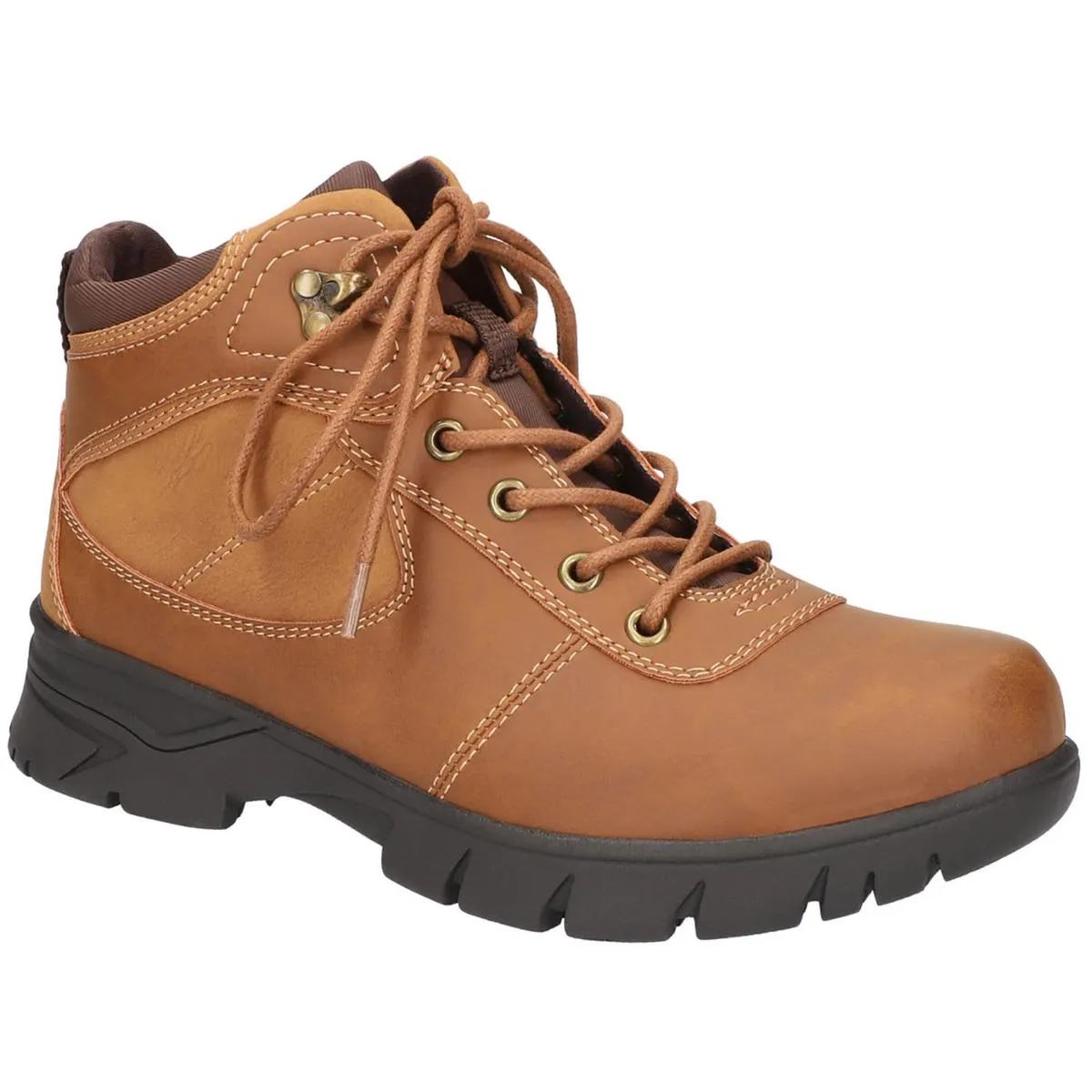 Easy Works by Easy Street Womens KAYLA Faux Leather Combat & Lace-Up Boots