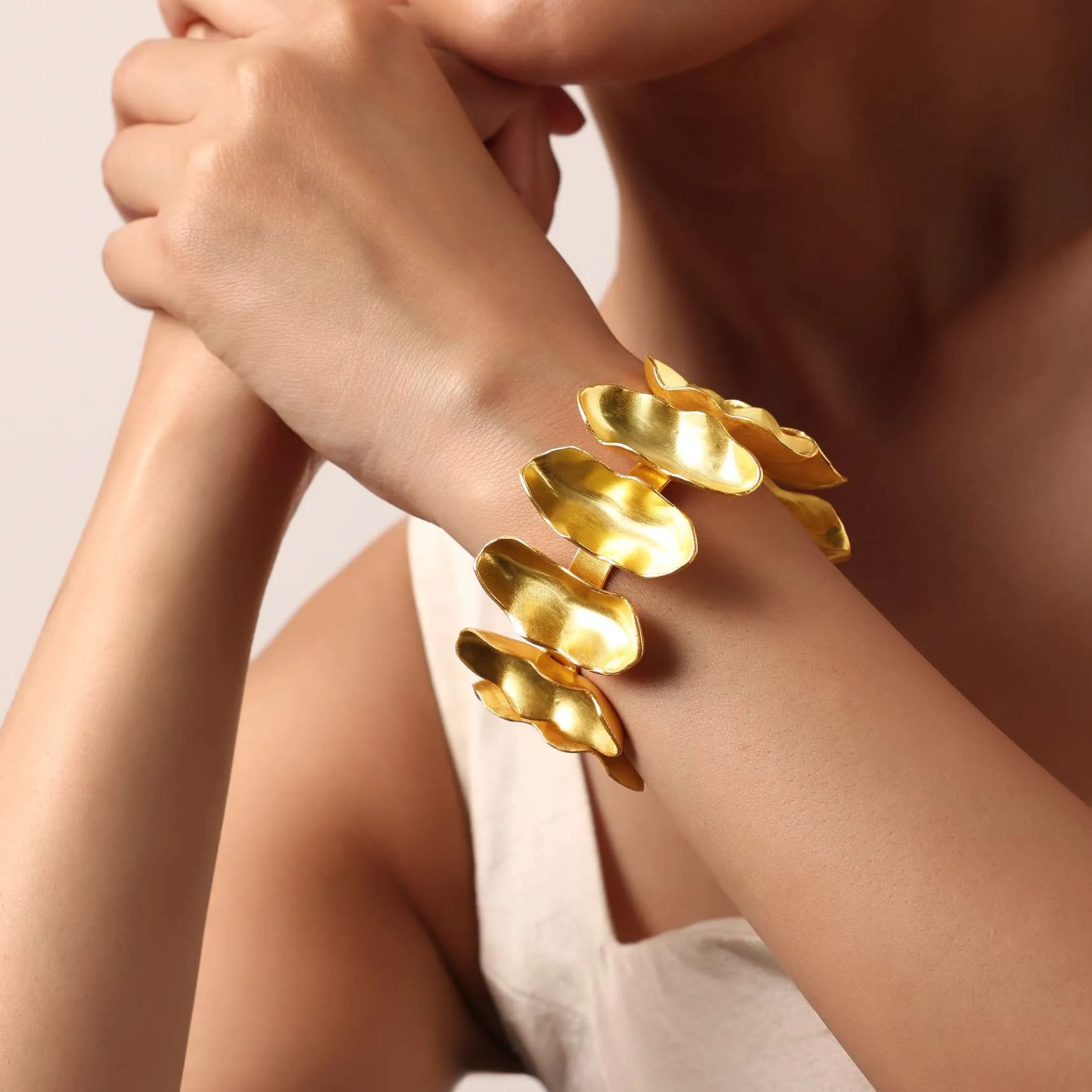 Gold Finish Kada With Sculpted Detail