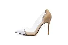 Lizzy Nude Leather Heels - Two Tone