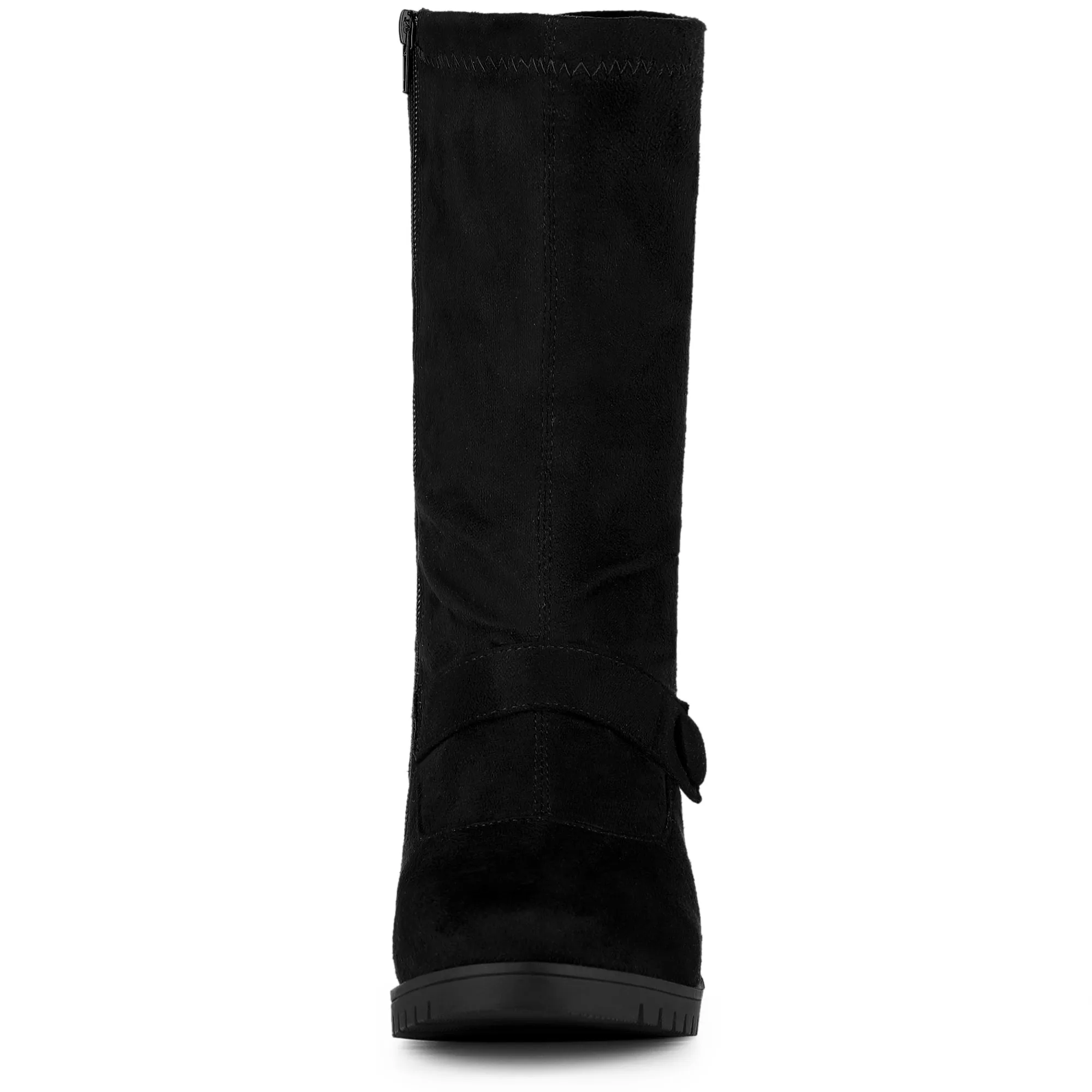Mid Calf Chunky Heel Patent Leather GO Boots