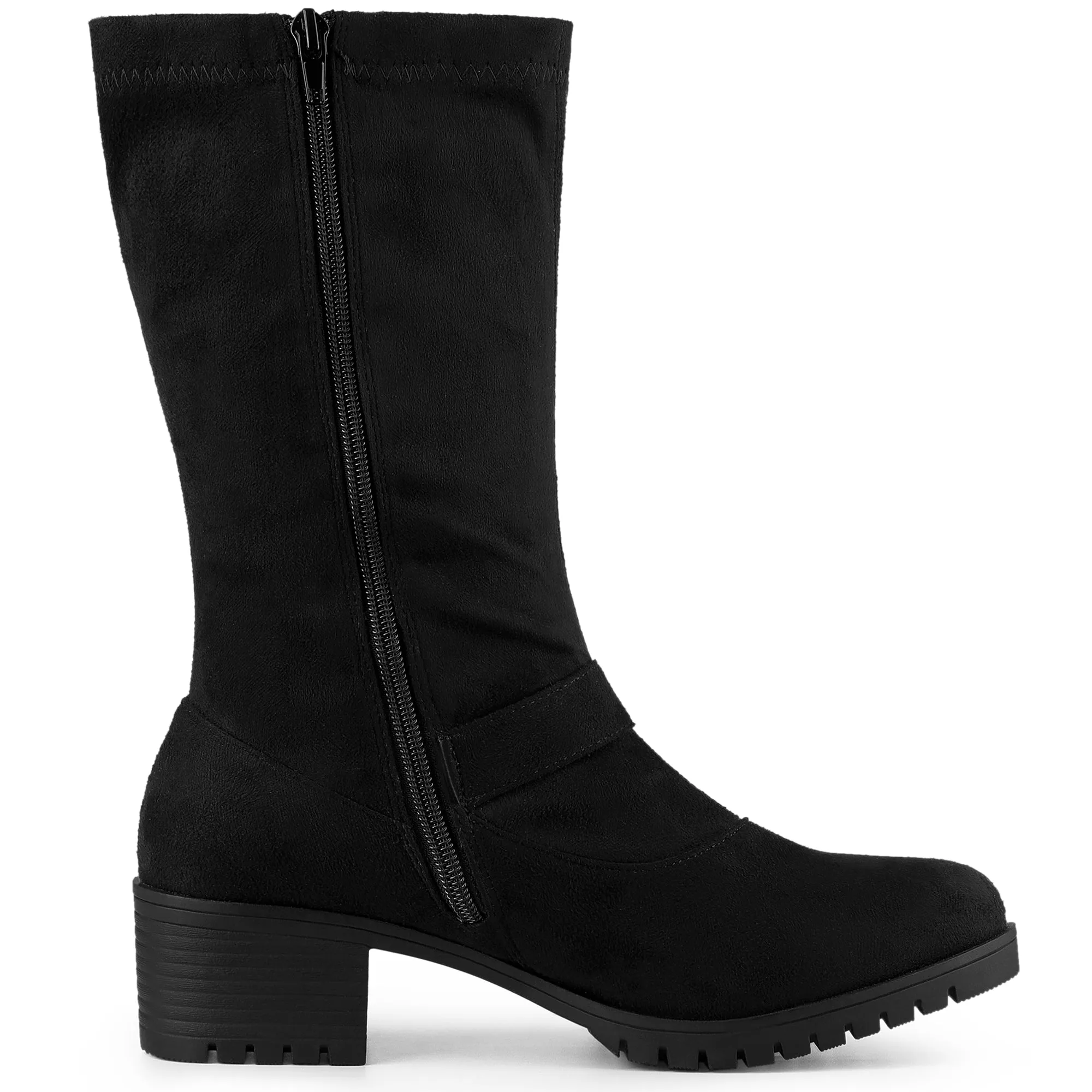 Mid Calf Chunky Heel Patent Leather GO Boots