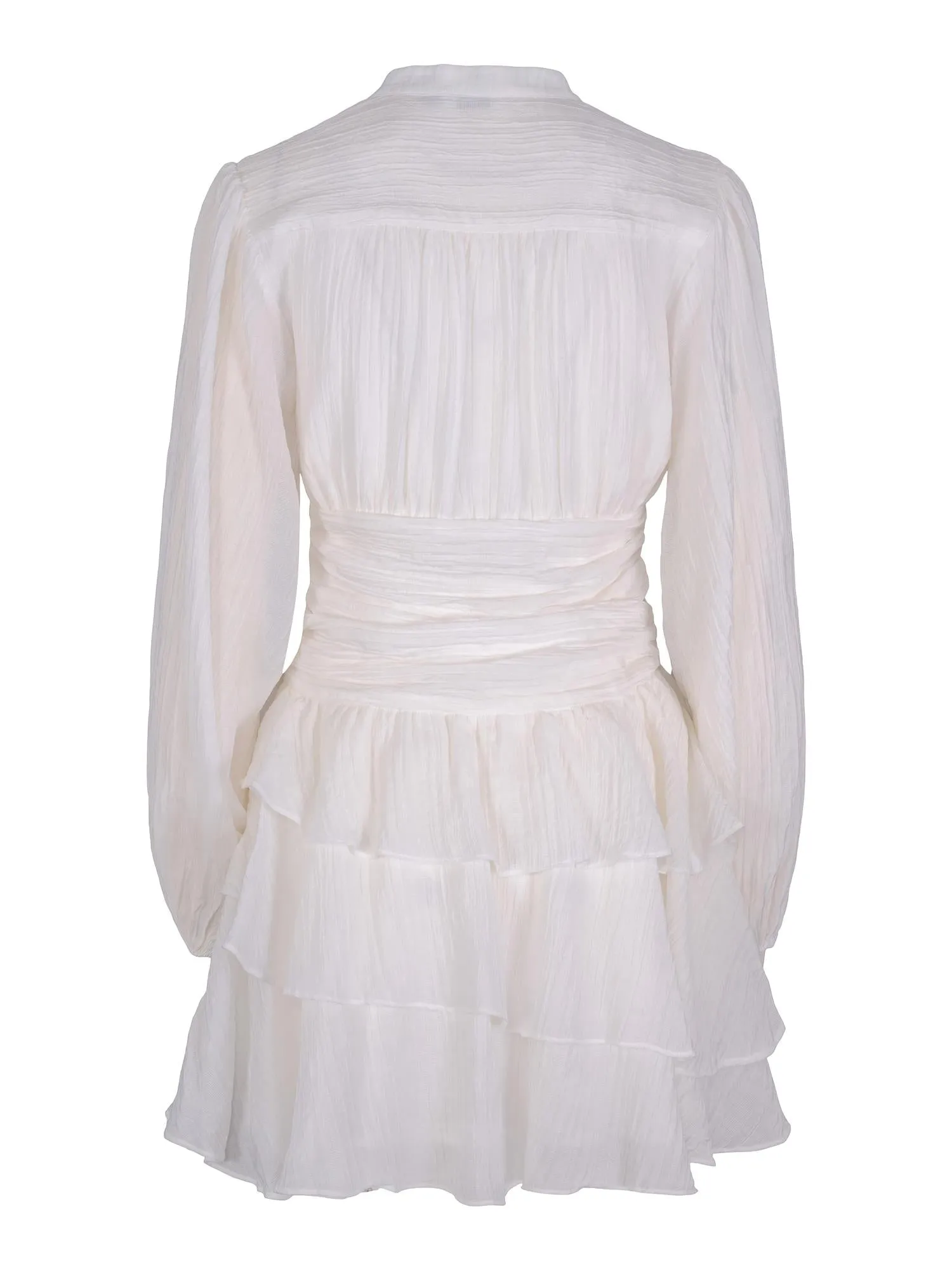 Nadine Belted Ruffle Dress - Snow Flake
