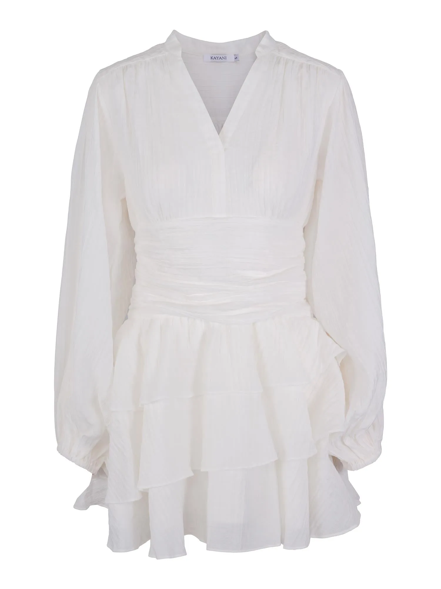 Nadine Belted Ruffle Dress - Snow Flake