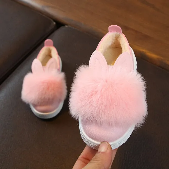 New Style Children Shoes Non-slip Martin Boots Toddler Snow Boots Brand Girls Pompom Rabbit Boots kids Fashion Sneakers