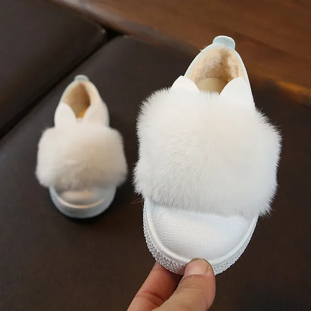 New Style Children Shoes Non-slip Martin Boots Toddler Snow Boots Brand Girls Pompom Rabbit Boots kids Fashion Sneakers