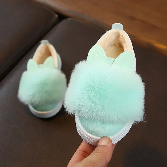 New Style Children Shoes Non-slip Martin Boots Toddler Snow Boots Brand Girls Pompom Rabbit Boots kids Fashion Sneakers