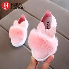 New Style Children Shoes Non-slip Martin Boots Toddler Snow Boots Brand Girls Pompom Rabbit Boots kids Fashion Sneakers