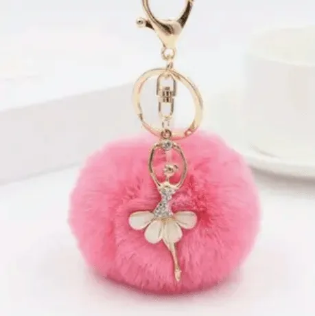 Plush Ball Ballet Dancer Keychain