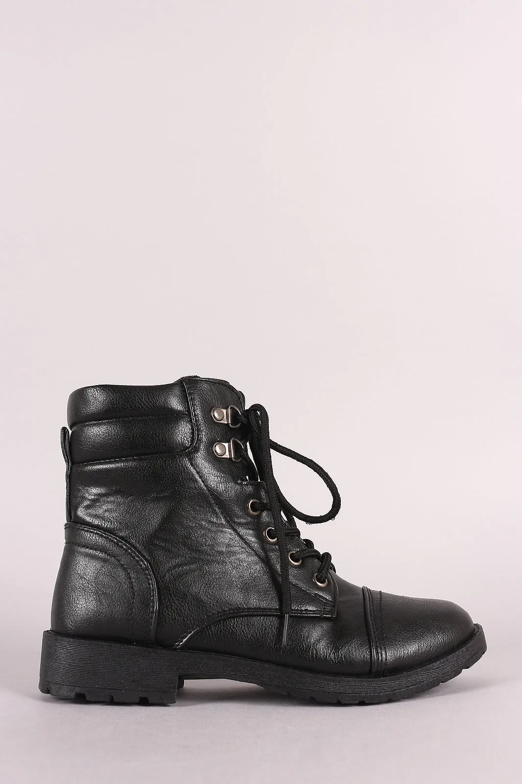 Round Toe Lace-Up Combat Ankle Boots