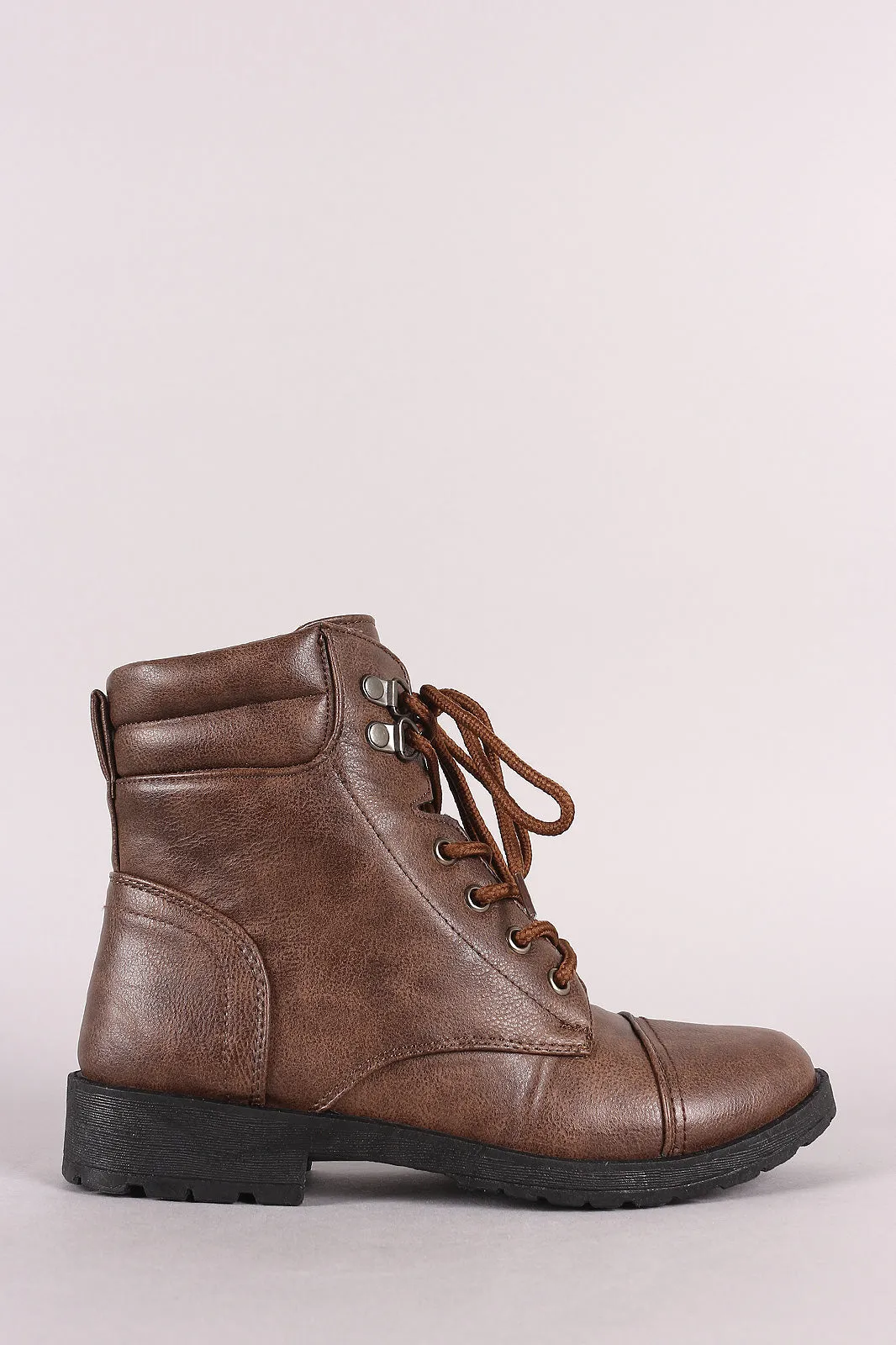 Round Toe Lace-Up Combat Ankle Boots