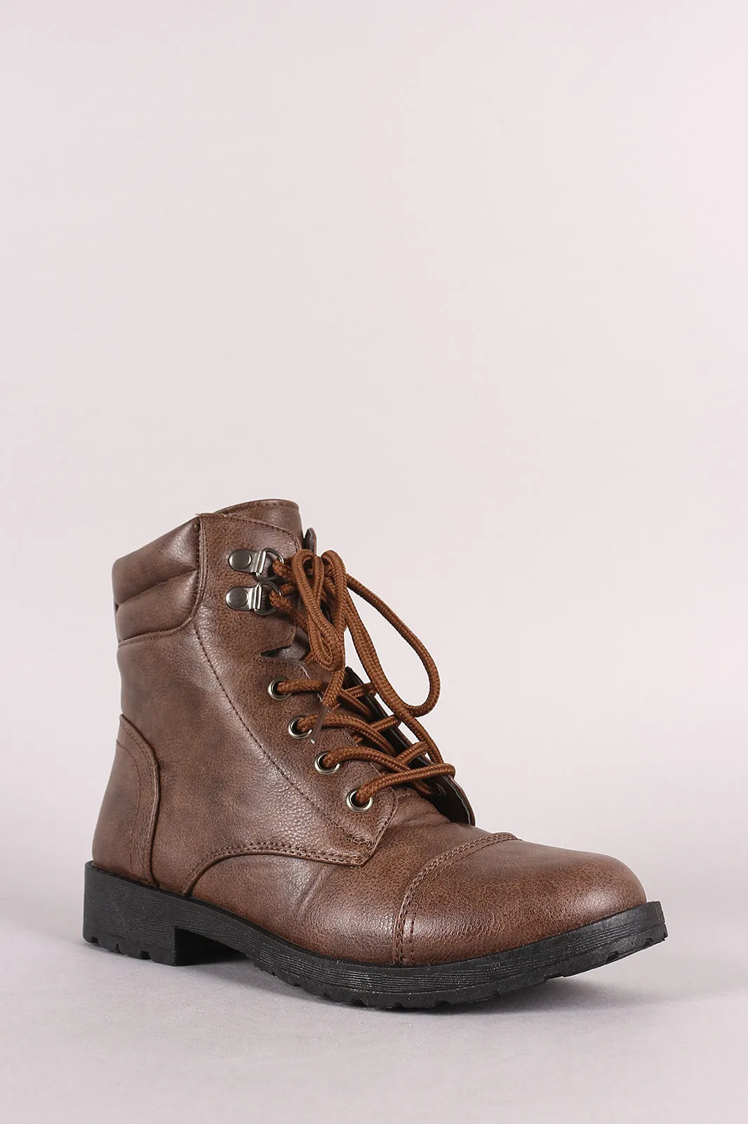 Round Toe Lace-Up Combat Ankle Boots