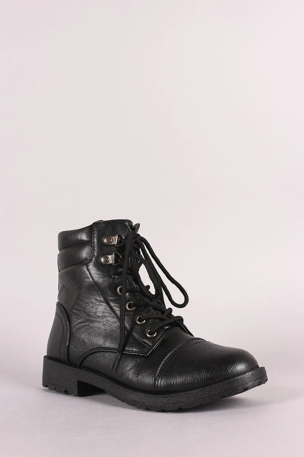 Round Toe Lace-Up Combat Ankle Boots