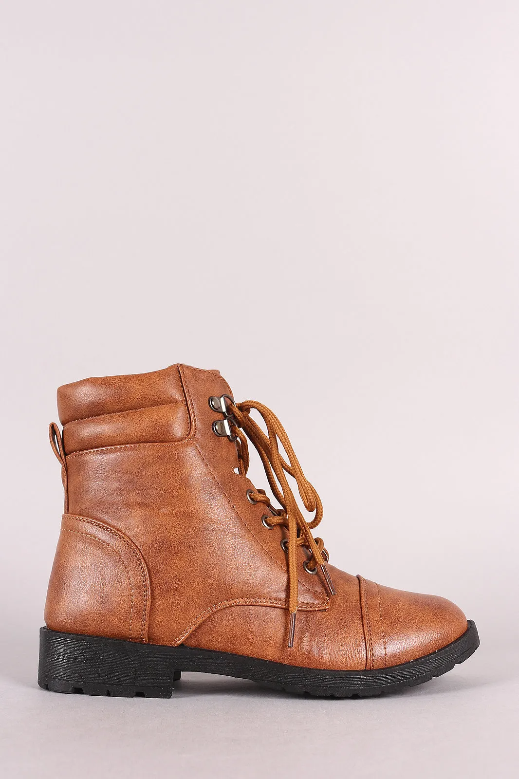 Round Toe Lace-Up Combat Ankle Boots