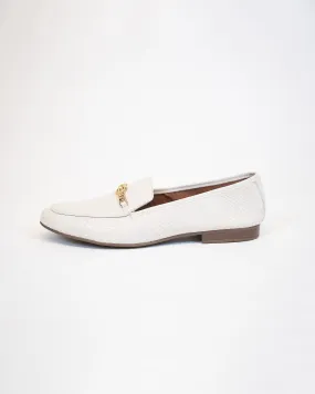 White Classic Loafer with Gold Accent